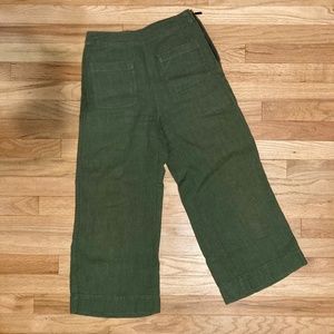 Linen High Waist Cropped Wide Leg Pants